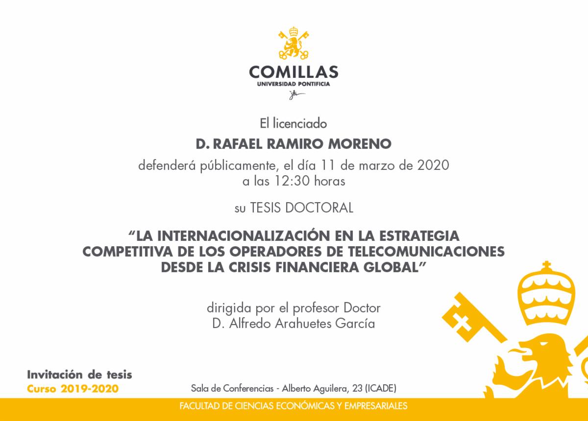 Invitación Defensa Tesis Doctoral Rafael Ramiro